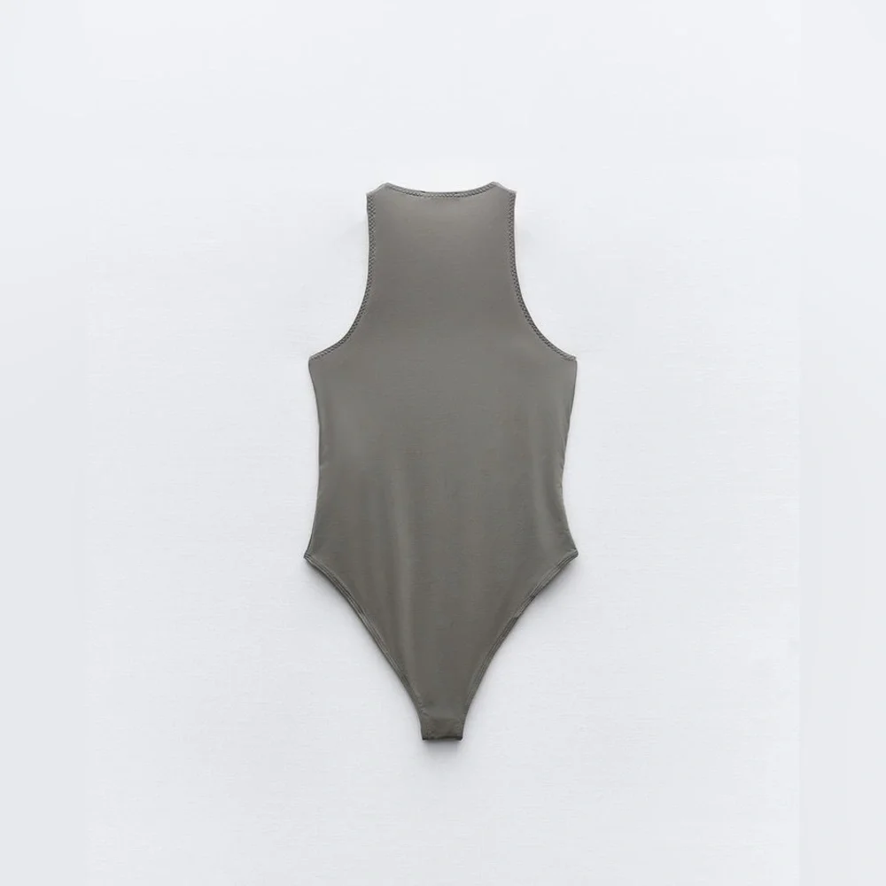 NWT Zara Polyamide Halter Bodysuit in Dark Grey Size L - Picture 8 of 15